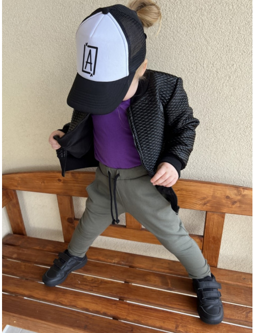 MOTO Podšitá bomber bunda z koženkového prešiváku - čierna