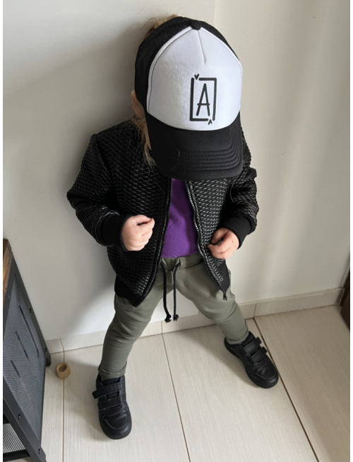 MOTO Podšitá bomber bunda z koženkového prešiváku - čierna