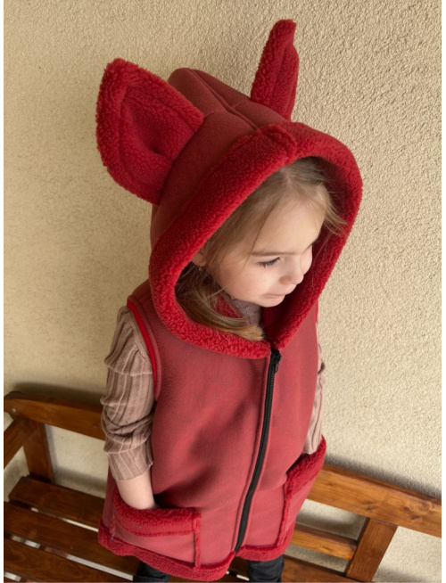 Teddy vesta s uškami - ALEX - rovno zips