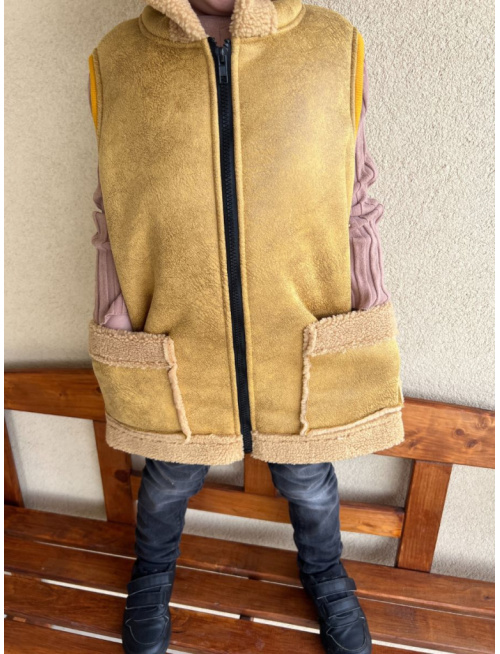 Teddy vesta s uškami - ALEX - rovno zips