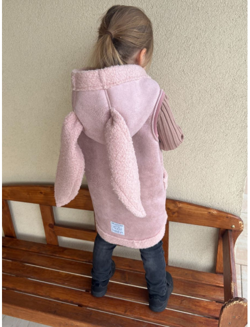 Teddy vesta s uškami - ALEX - rovno zips