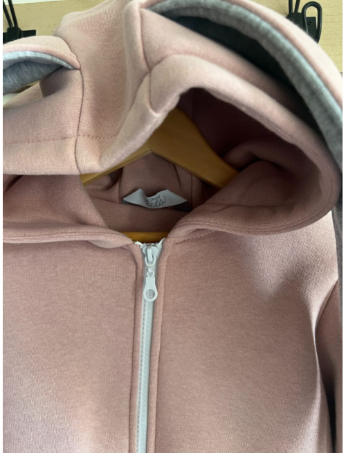 Rastúci kabátik RIO s uškami - hladko v páse - počesaná teplákovina