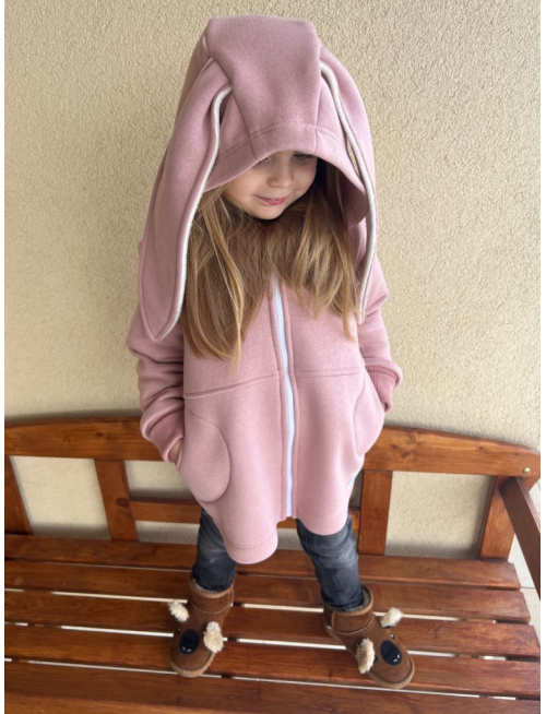 Rastúci kabátik RIO s uškami - s prestrihom - počesaná teplákovina