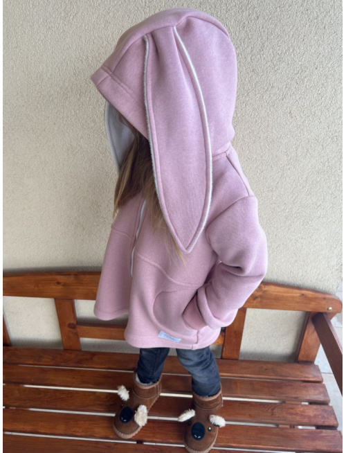 Rastúci kabátik RIO s uškami - s prestrihom - počesaná teplákovina