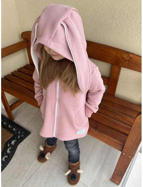 Rastúci kabátik RIO s uškami - s prestrihom - počesaná teplákovina