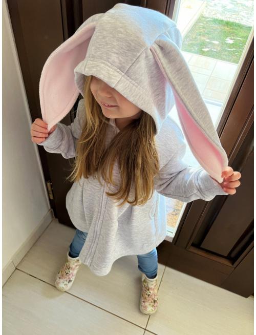 Rastúci kabátik s prestrihom - sukničkový - RIO s uškami - počesaná teplákovina