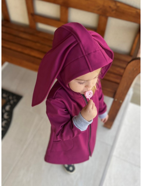 Rastúca softshell bunda so stojačikovou kapucňou - DOMI s uškami - jeseň/ZIMA