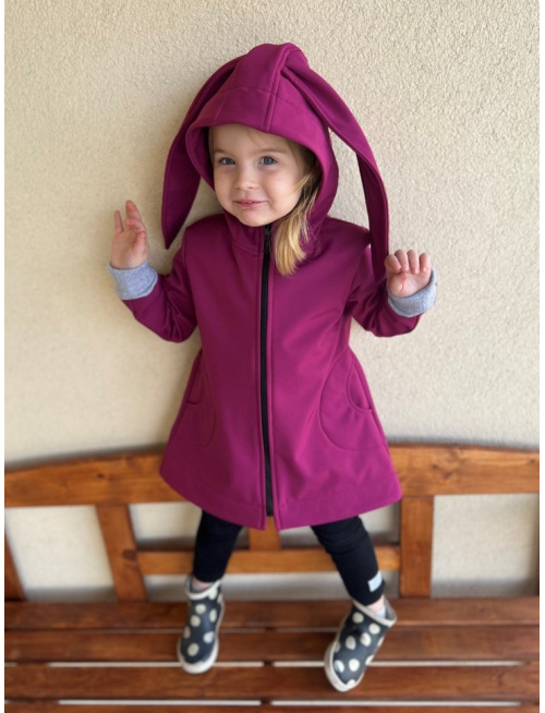 Rastúca softshell bunda so stojačikovou kapucňou - DOMI s uškami - jeseň/ZIMA