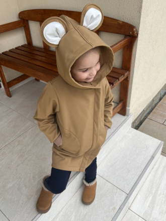 Rastúca softshell bunda ALEX so šikmozipsom a uškami - jednofarebná - jeseň/ZIMA