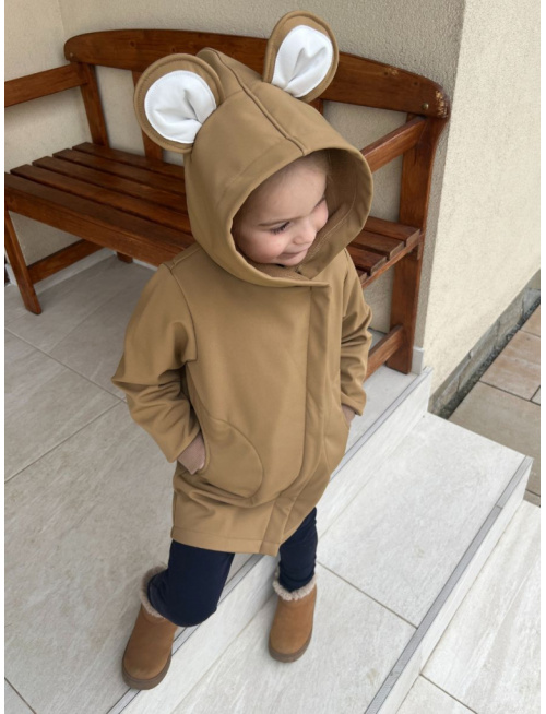 Rastúca softshell bunda ALEX so šikmozipsom a uškami - jednofarebná - jeseň/ZIMA