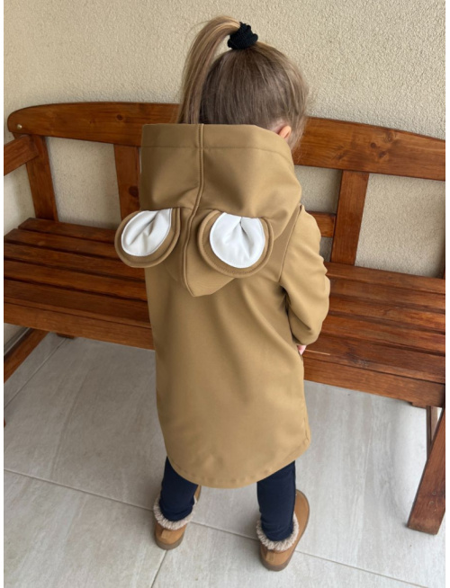 Rastúca softshell bunda ALEX so šikmozipsom a uškami - jednofarebná - jeseň/ZIMA