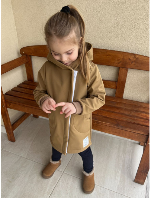 Rastúca softshell bunda ALEX so šikmozipsom a uškami - jednofarebná - jeseň/ZIMA