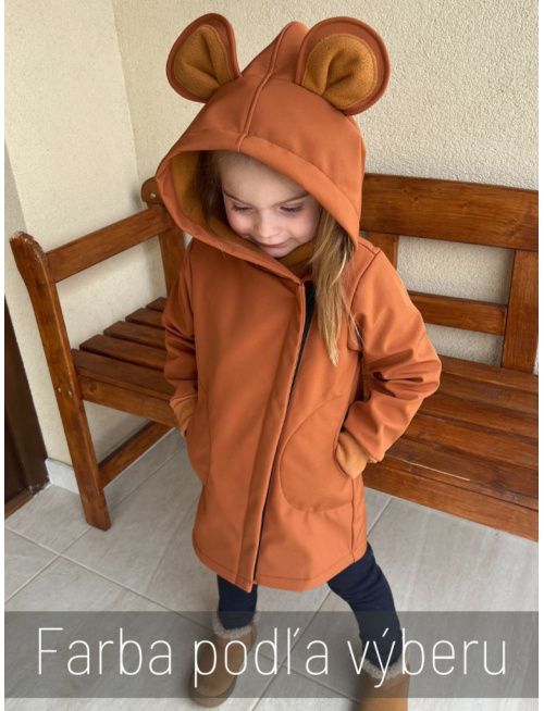 Rastúca softshell bunda ALEX so šikmozipsom a uškami - jednofarebná - jeseň/ZIMA