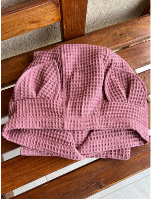 Detské vaflové pončo s uškami podľa výberu - staroružové