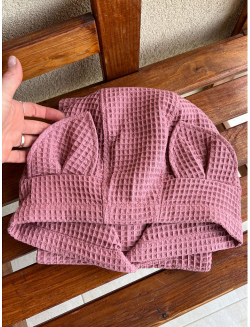 Detské vaflové pončo s uškami podľa výberu - staroružové