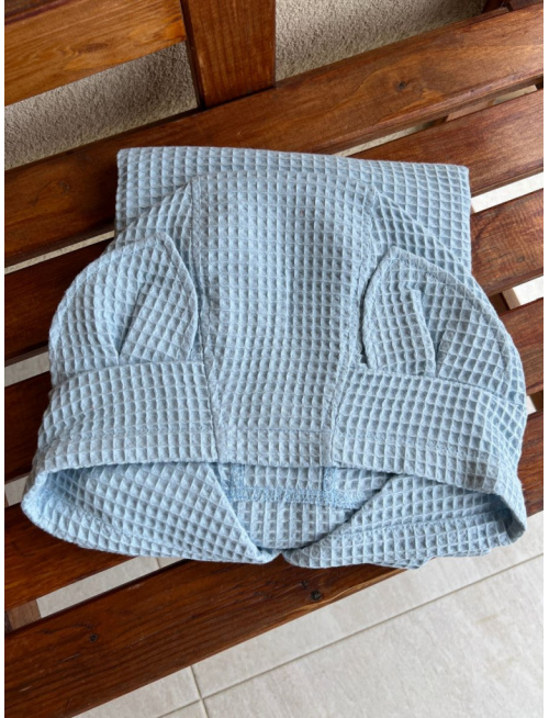 Detské vaflové pončo s uškami podľa výberu - belaso modré