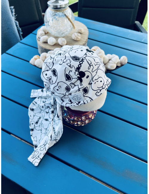 Pirátka bez šiltu na viazanie - vzorovaná