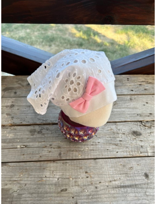 Šatka LORY bez šiltu - na pevno - Madeira s mašličkou