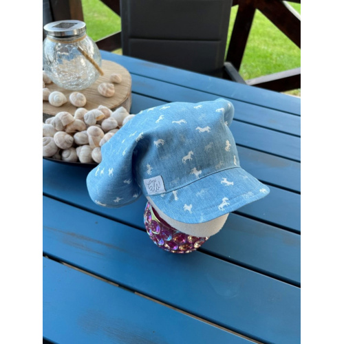 Riflová šatka SUMMER so šiltom - na viazanie - 100% pevná bavlna