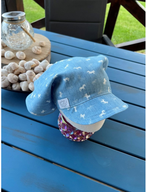 Riflová šatka SUMMER so šiltom - na viazanie - 100% pevná bavlna