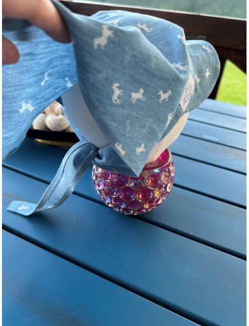 Riflová šatka SUMMER so šiltom - na viazanie - 100% pevná bavlna