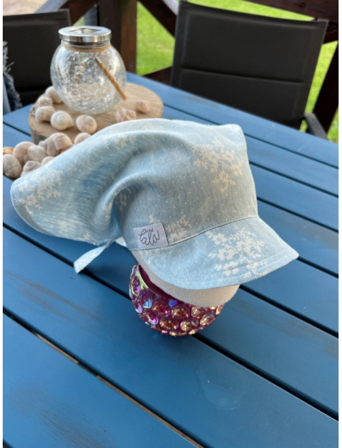 Riflová šatka SUMMER so šiltom - na viazanie - 100% pevná bavlna