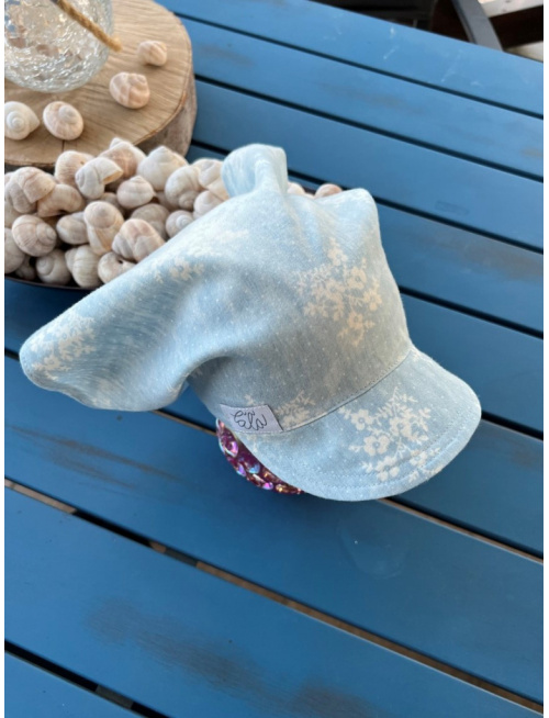 Riflová šatka SUMMER so šiltom - na viazanie - 100% pevná bavlna