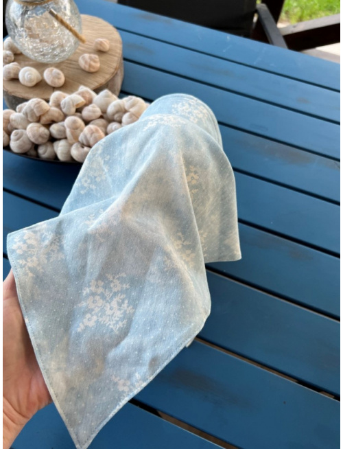 Riflová šatka SUMMER so šiltom - na viazanie - 100% pevná bavlna