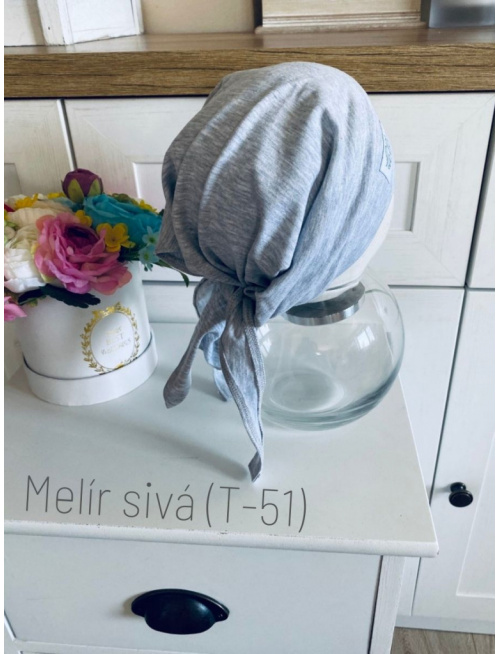 Tepláková šatka SUMMER bez šiltu - na viazanie - melír sivá