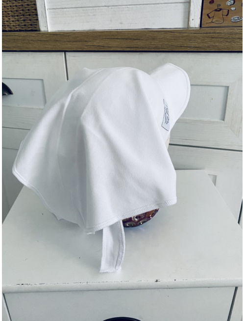 Úpletová šatka SUMMER so šiltom na viazanie - biela