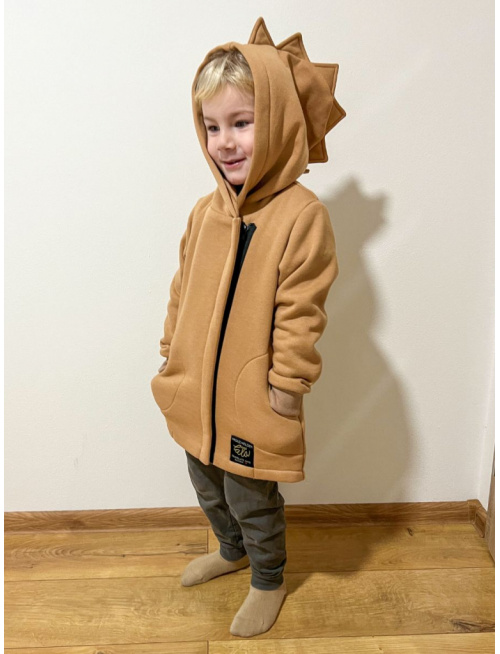 Rastúci kabátik so šikmozipsom DINO - počesaná teplákovina