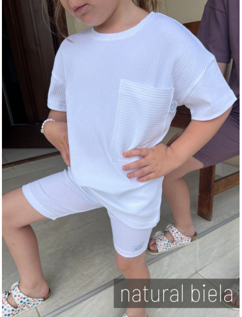 Súprava MEXICO - girl - rebro úplet - natural biela