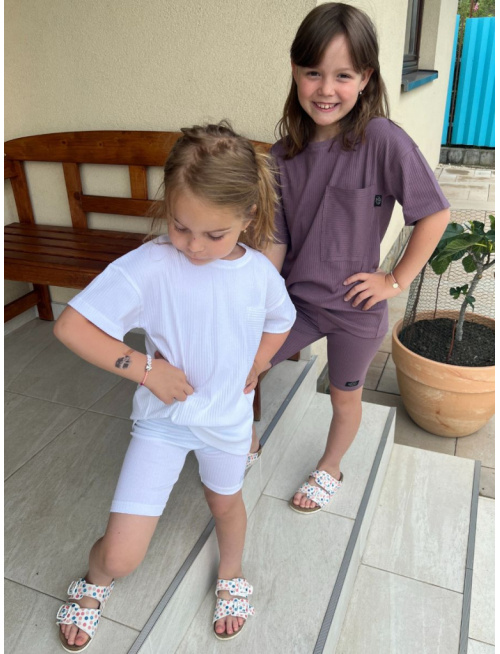 Súprava MEXICO - girl - rebro úplet - natural biela