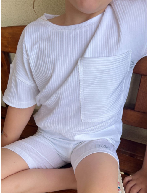 Súprava MEXICO - girl - rebro úplet - natural biela