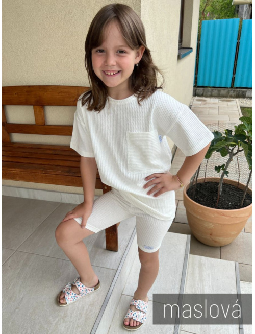 Súprava MEXICO - girl - vafle úplet - maslová