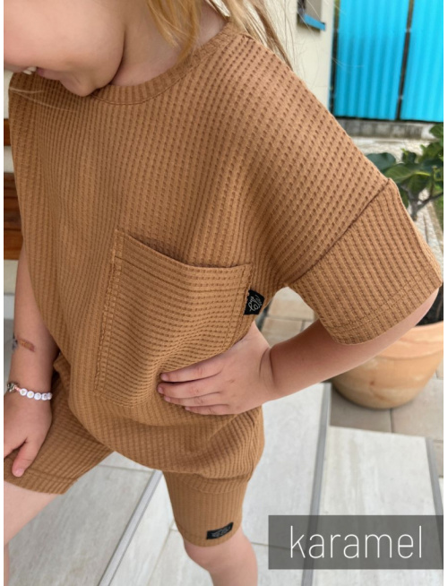 Súprava MEXICO - girl - vafle úplet - karamel