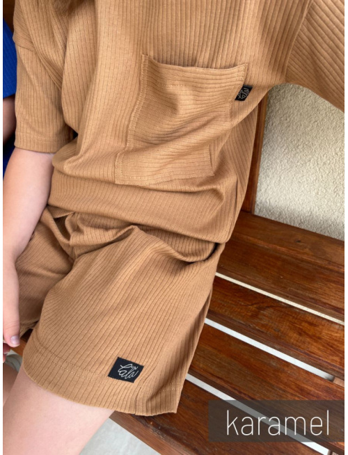 Súprava MEXICO - boy - rebro úplet - karamel