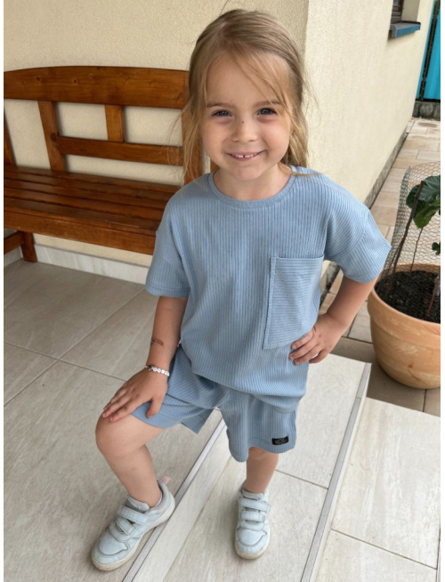 Súprava MEXICO - boy - rebro úplet - holubia