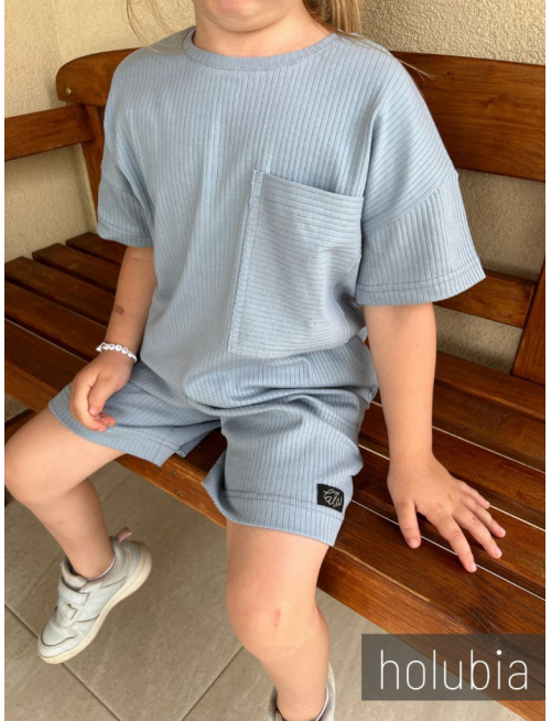 Súprava MEXICO - boy - rebro úplet - holubia