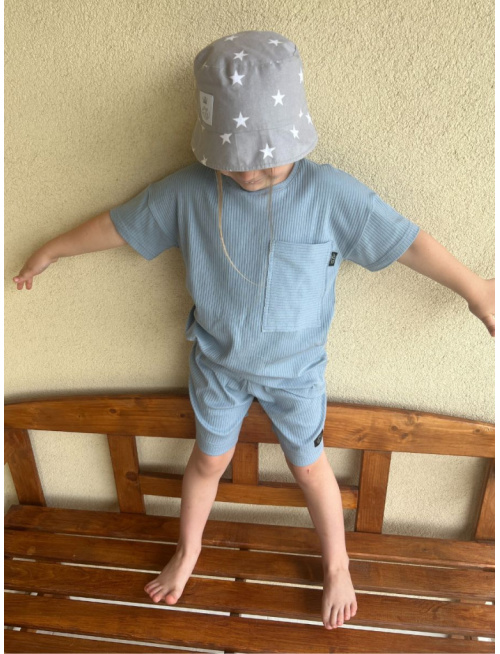 Súprava MEXICO - boy - rebro úplet - holubia