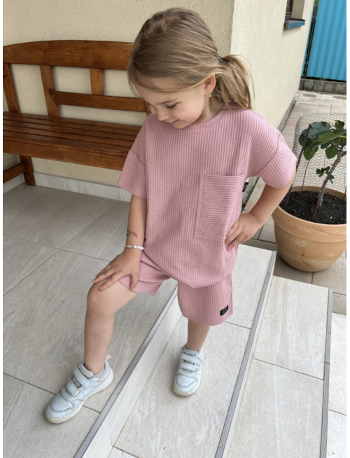 Súprava MEXICO - boy - vafle úplet - staroružová