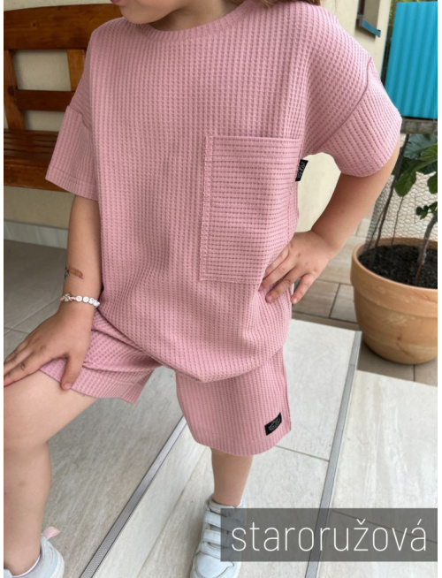 Súprava MEXICO - boy - vafle úplet - staroružová