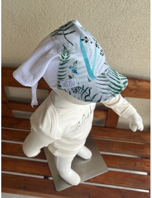 Biela dierková šatka SUMMER so šiltom - na viazanie