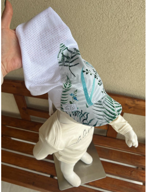 Biela dierková šatka SUMMER so šiltom - na viazanie