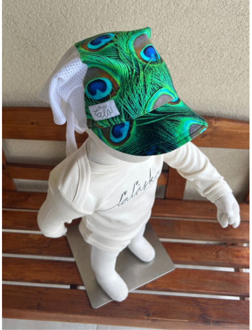 Biela dierková šatka SUMMER so šiltom - na viazanie