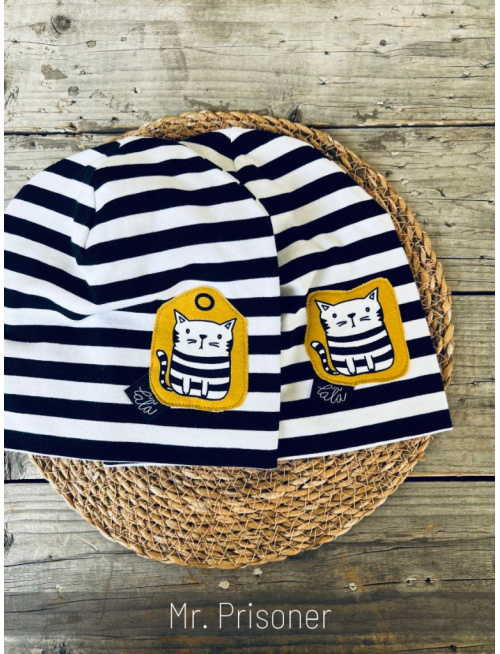 Pásikavá šmolko čiapka KOCÚR - Mr. Prisoner - dvojvrstvová - LEN DO VYPREDANIA ZÁSOB