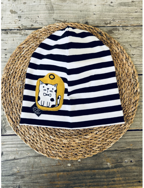 Pásikavá šmolko čiapka KOCÚR - Mr. Gentleman - dvojvrstvová - LEN DO VYPREDANIA ZÁSOB