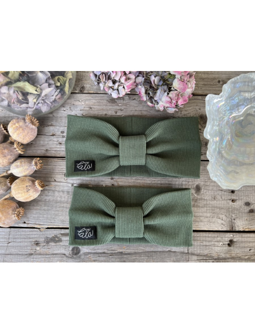 Rebro čelenka TURBAN - machová - LEN DO VYPREDANIA ZÁSOB