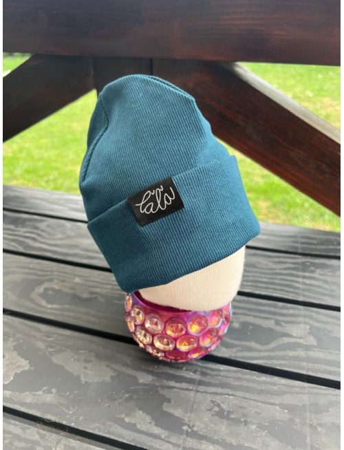 Rebro PLYTKÁ čiapka - smaragdovo modrá