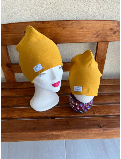 Parma šmolko čiapka - horčicová - dvojvrstvová